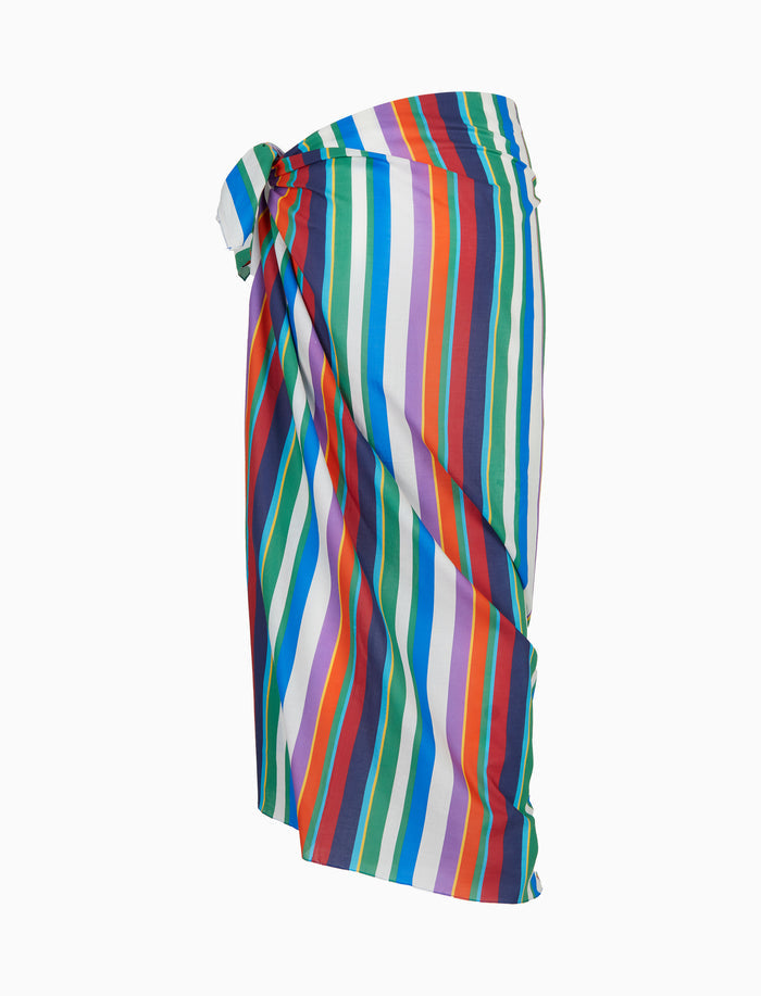Pareo donna cotone righe multicolor bianco - Gallo 1927 - Official Online Shop