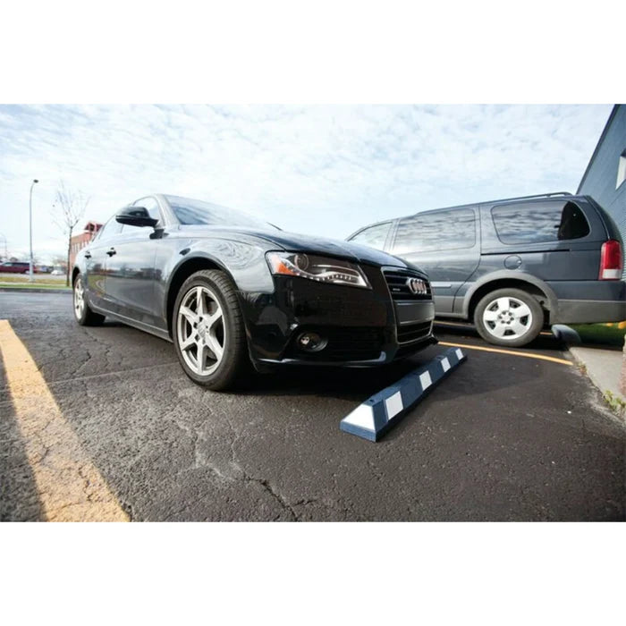 Park-It® Parking Stop Curb - Blue with White Stripes - 4' Feet Long - Rubber - GNRS1420WB