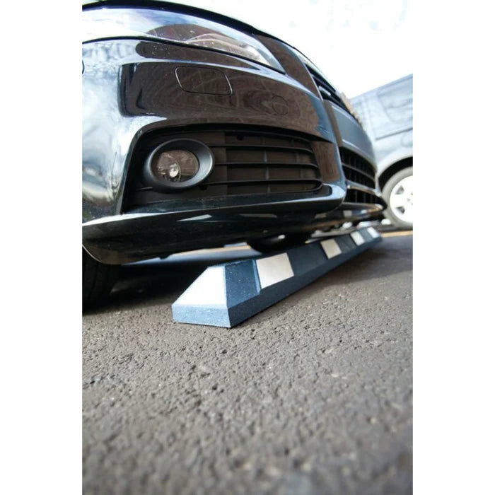 Park-It® Parking Stop Curb - Blue with White Stripes - 6' Feet Long - Rubber - GNRS1620WB