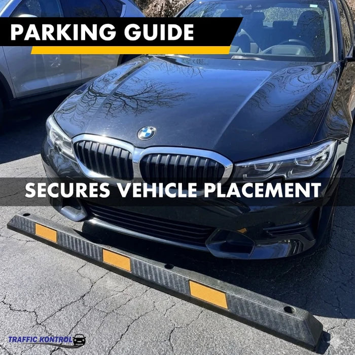 Parking Curb Block - 6 ft Long Wheel Stop - Yellow / Black Striped Rubber