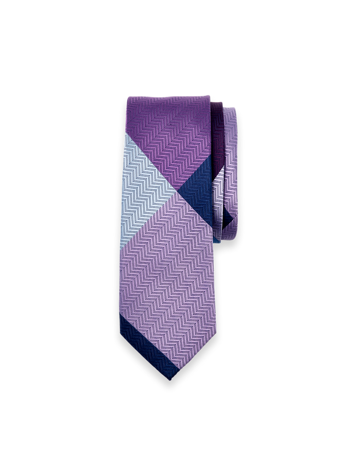 Product Image of Patchwork Woven Silk Tie-Purple Multi