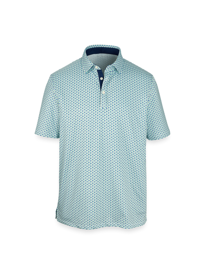Product Image of Performance Blend Three Button Polo-Navy/Green