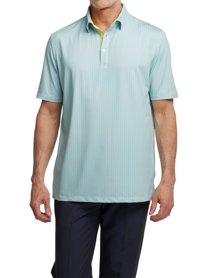 Performance Blend Three Button Polo - Yellow Multi