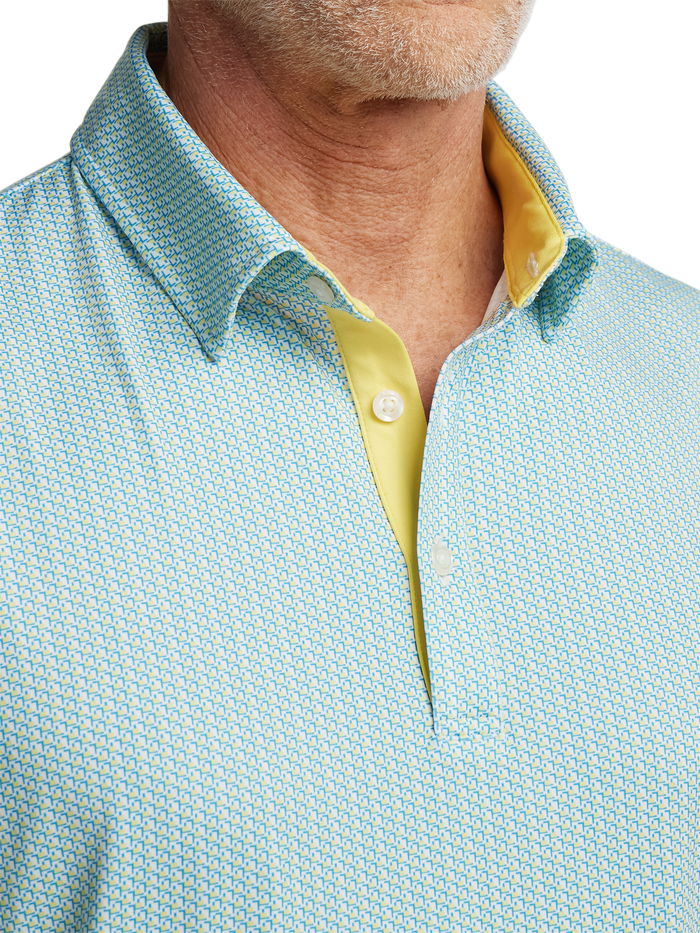 Performance Blend Three Button Polo - Yellow Multi
