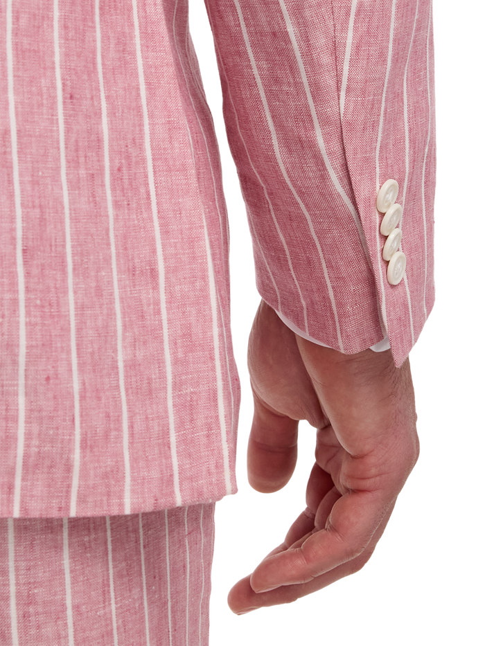 Alternate Image of Pinstripe Linen Double Breasted Peak Lapel Suit Jacket-2