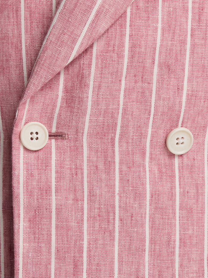 Alternate Image of Pinstripe Linen Double Breasted Peak Lapel Suit Jacket-4