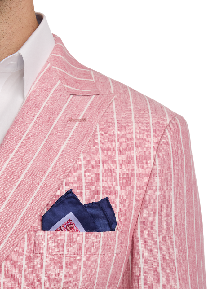 Alternate Image of Pinstripe Linen Double Breasted Peak Lapel Suit Jacket-5