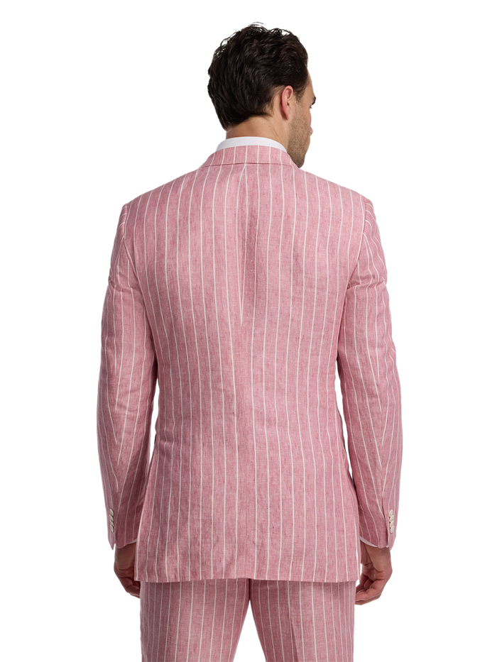 Alternate Image of Pinstripe Linen Double Breasted Peak Lapel Suit Jacket-6