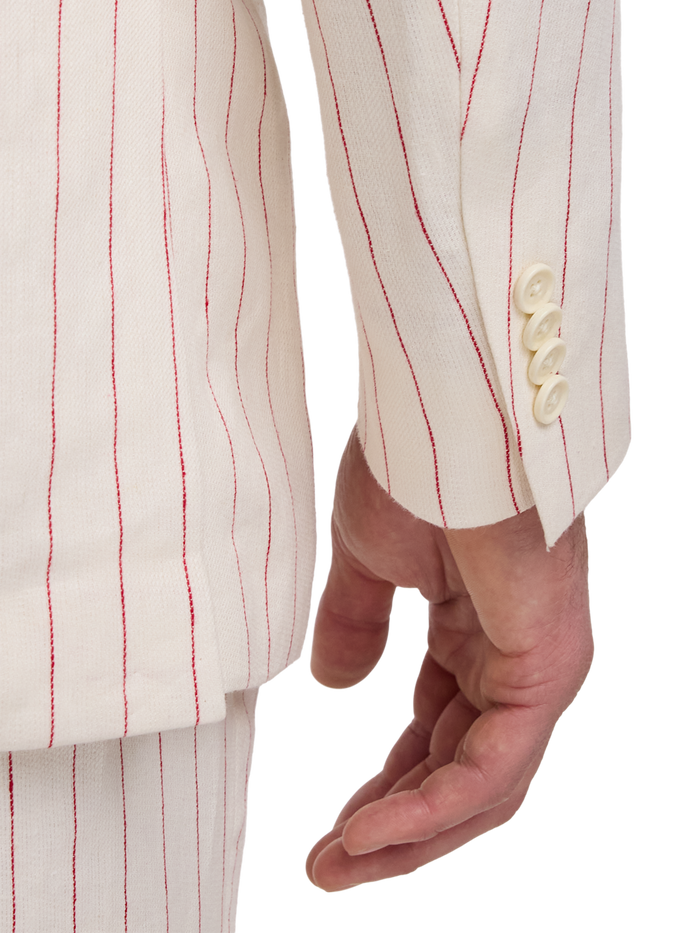 Alternate Image of Pinstripe Linen Single Breasted Notch Lapel Suit Jacket-2