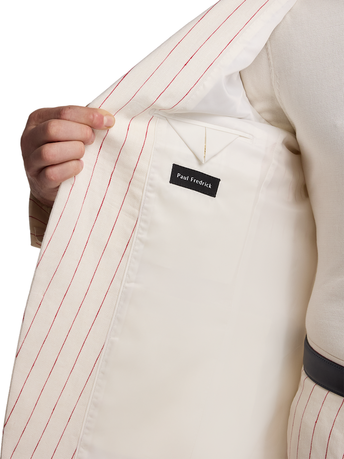 Alternate Image of Pinstripe Linen Single Breasted Notch Lapel Suit Jacket-3