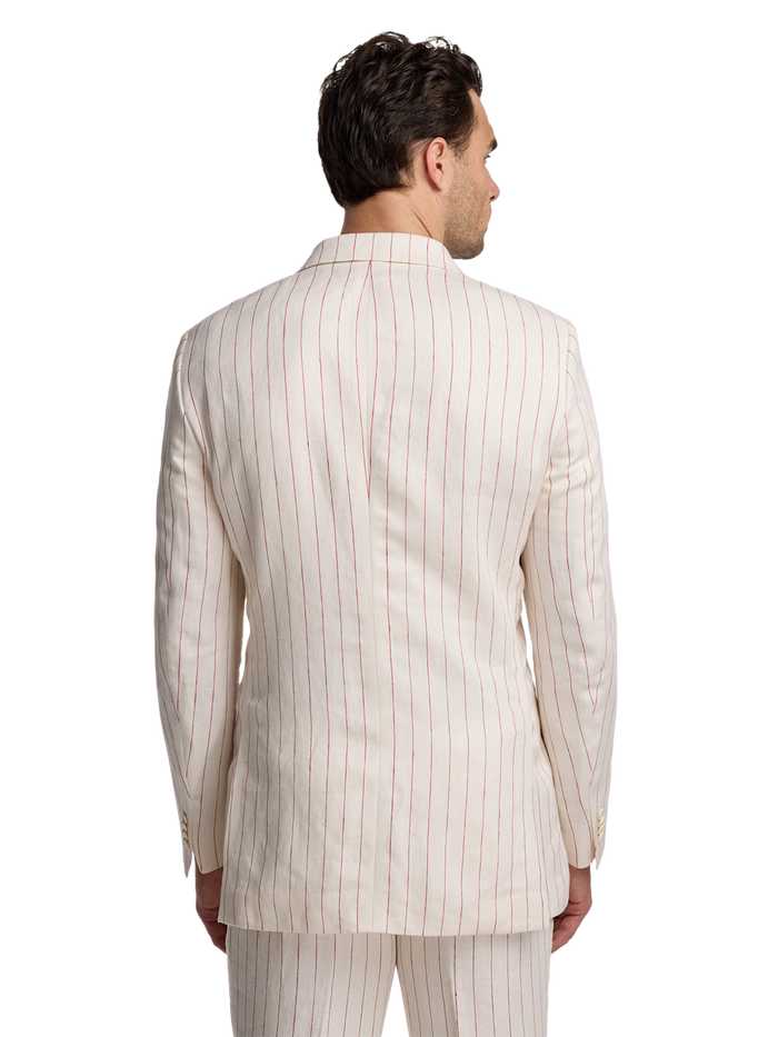 Alternate Image of Pinstripe Linen Single Breasted Notch Lapel Suit Jacket-6