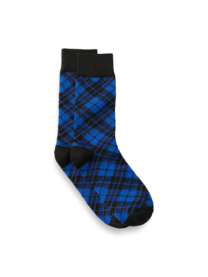 Product Image of Plaid Cotton Blend Socks-Blue/Black