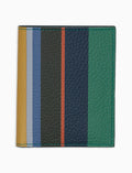 Porta carta di credito unisex in pelle martellata righe multicolor verde - Gallo 1927 - Official Online Shop