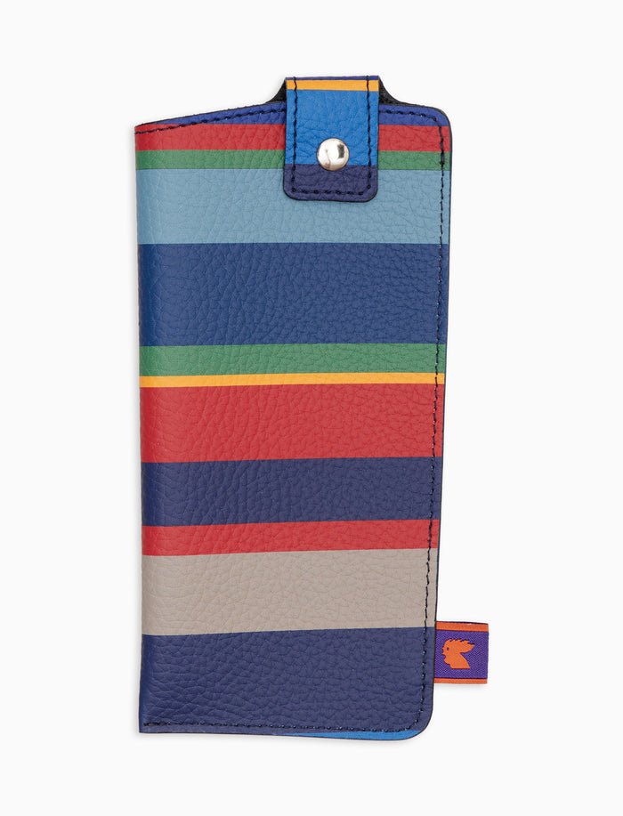 Porta occhiali unisex pelle martellata blu righe multicolor - Gallo 1927 - Official Online Shop