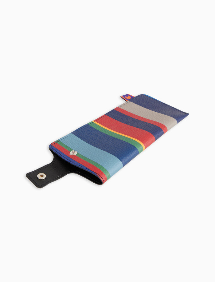 Porta occhiali unisex pelle martellata blu righe multicolor - Gallo 1927 - Official Online Shop