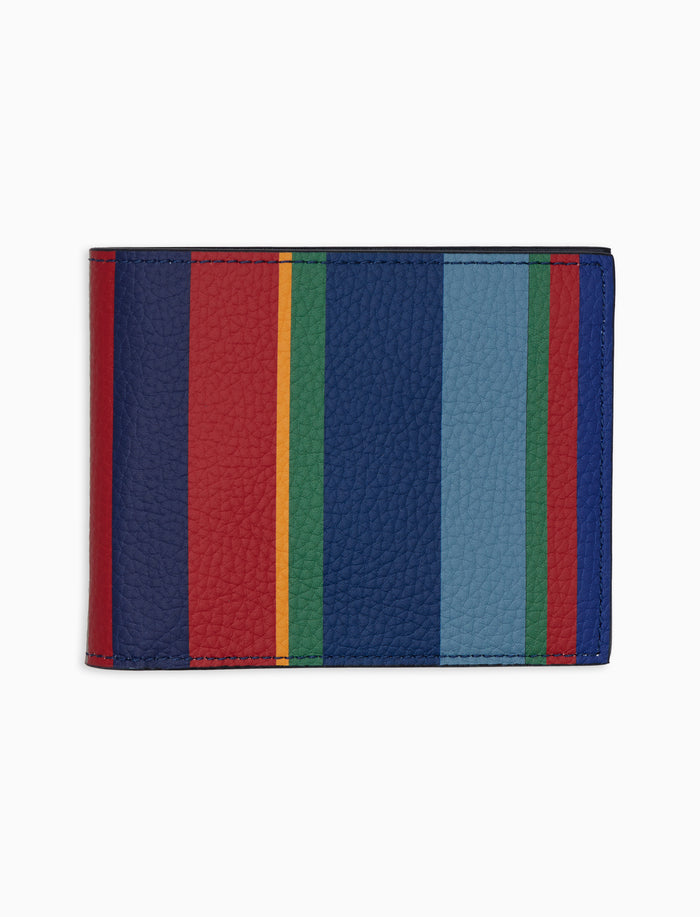 Portafoglio uomo in pelle martellata righe multicolor blu - Gallo 1927 - Official Online Shop