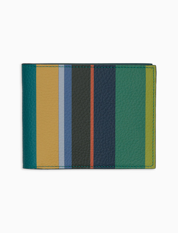 Portafoglio uomo in pelle martellata righe multicolor verde - Gallo 1927 - Official Online Shop