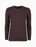 Pull girocollo donna lana verde righe bicolore - Gallo 1927 - Official Online Shop