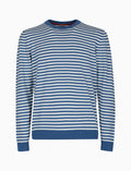 Pull uomo girocollo cotone a righe a due colori azzurro - Gallo 1927 - Official Online Shop