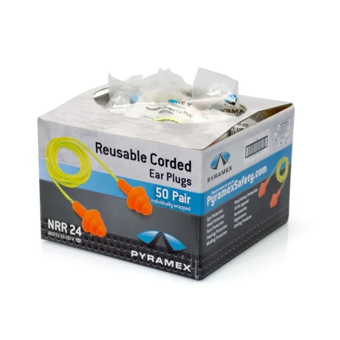 Pyramex Flexible Rubber Reusable Earplugs - 25 NRR - RP3001