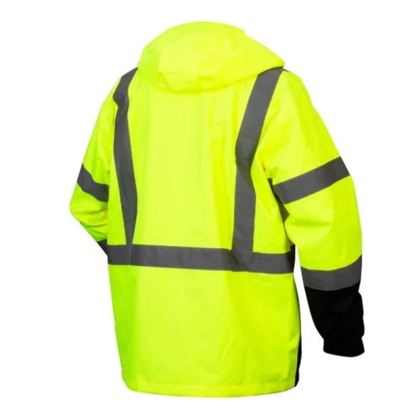 Pyramex Black Bottom Parka - Weatherproof Bomber Safety Jacket - ANSI Class 3 - RP31