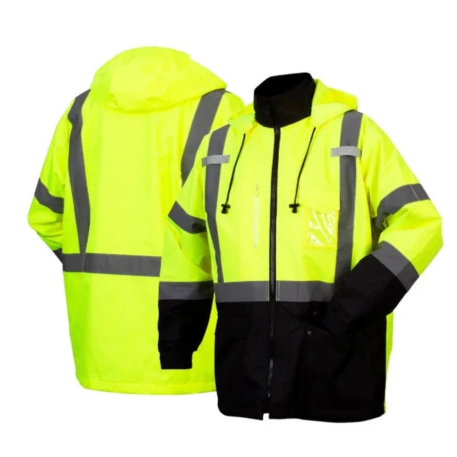 Pyramex Black Bottom Parka - Weatherproof Bomber Safety Jacket - ANSI Class 3 - RP31