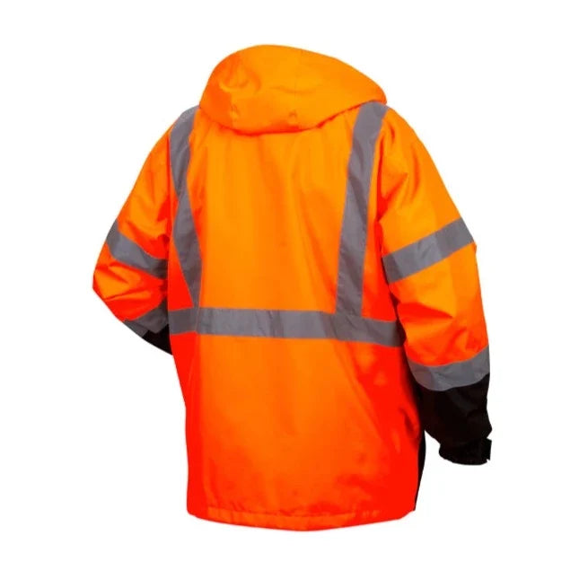 Pyramex Black Bottom Parka - Weatherproof Bomber Safety Jacket - ANSI Class 3 - RP31
