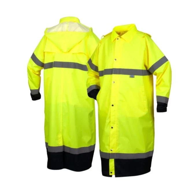 Pyramex Hi-Vis Breathable Raincoat With Drawstring Hood - Class - 3 - RRWC3110