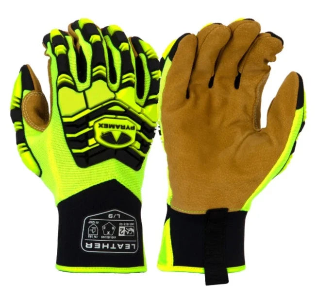 Pyramex Hi-Vis Tear And Punture Resistant Impact Safety Gloves - GL805HT