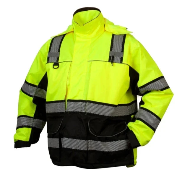 Pyramex Hi Vis Waterproof Quilted Interior - ANSI Class 1 - Reflective Safety Parka Jacket - RPB36