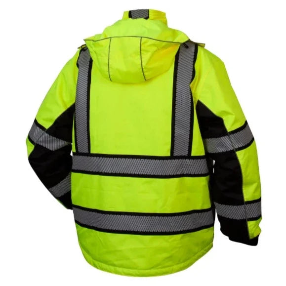 Pyramex Hi Vis Waterproof Quilted Interior - ANSI Class 1 - Reflective Safety Parka Jacket - RPB36