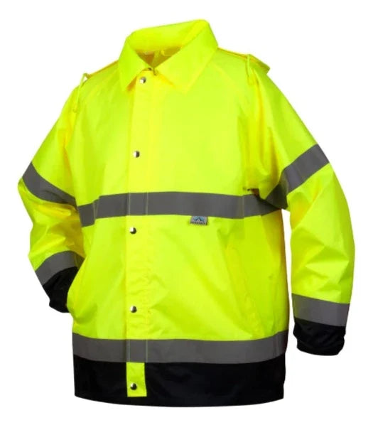 Pyramex Hi-Vis Waterproof Rain Jacket With Draw String Hood - Class 3 - RRWJ3110