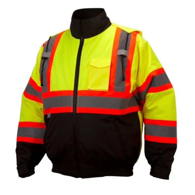 Pyramex Hi Vis Waterproof X-Back Two-Tone Bomber Safety Jacket - ANSI Class 3 - RCJ32