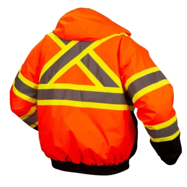 Pyramex Hi Vis Waterproof X-Back Two-Tone Bomber Safety Jacket - ANSI Class 3 - RCJ32