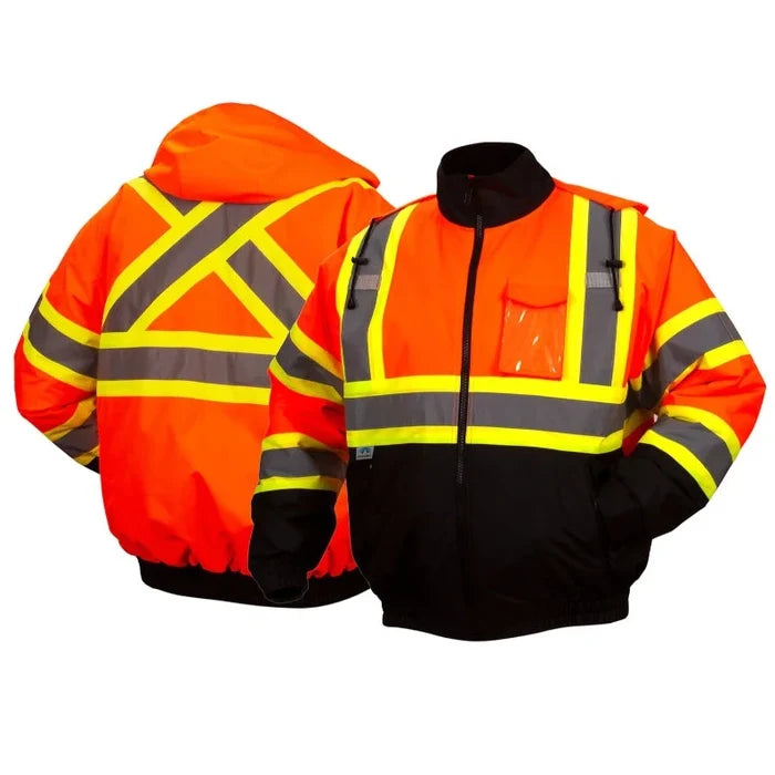 Pyramex Hi Vis Waterproof X-Back Two-Tone Bomber Safety Jacket - ANSI Class 3 - RCJ32