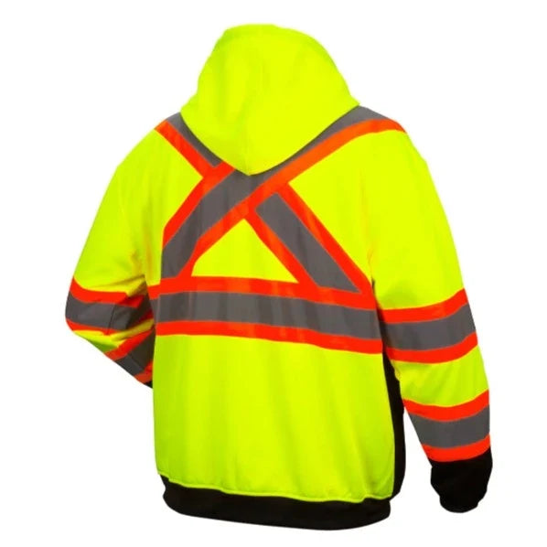 Pyramex Hi Vis Weatherproof Two-Tone Black Bottom Safety Sweatshirt - X-Back - ANSI Class 3 - RCSZH33