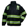 Pyramex Reflective Parka - Waterproof Black Safety Jacket - ANSI Class 1 - RPB35