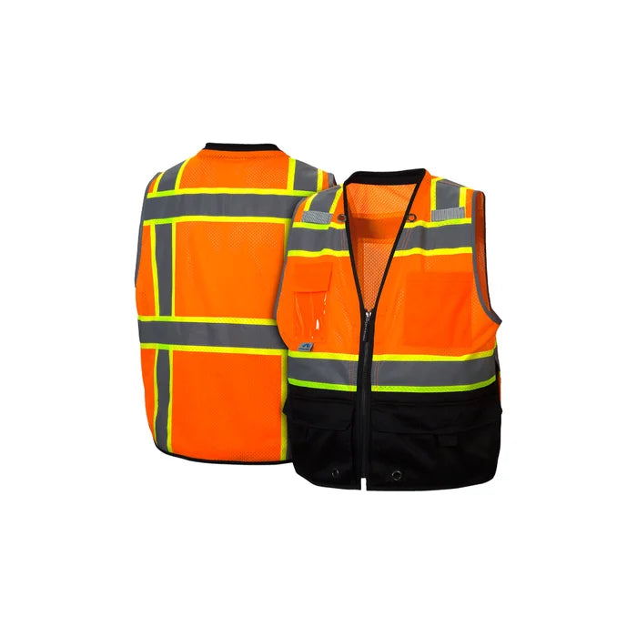 Pyramex® Surveyor Black Bottom Safety Vest - Type R ANSI Class 2 - RVZ44B