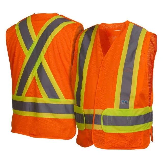 Pyramex Two-Tone X-Back Self Extinguishing Mesh Safety Vest - Type R ANSI Class 2 - RCA27SE