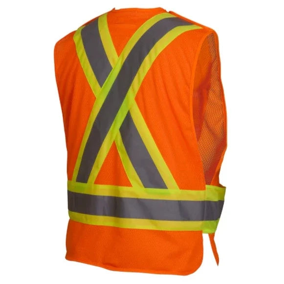 Pyramex Two-Tone X-Back Self Extinguishing Mesh Safety Vest - Type R ANSI Class 2 - RCA27SE