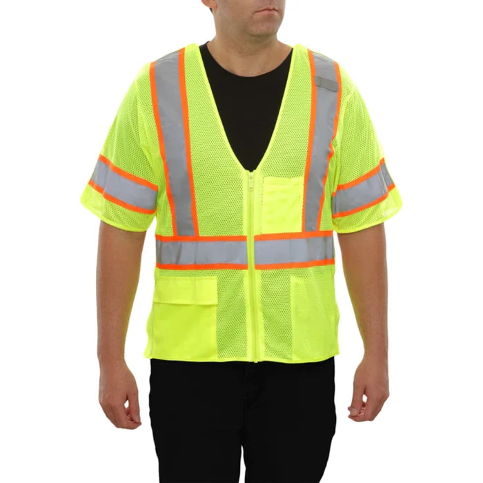 Reflective Apparel® Hi-Vis 5PT Breakaway Mesh Zip Safety Vest - ANSI Class 3 - 504ST