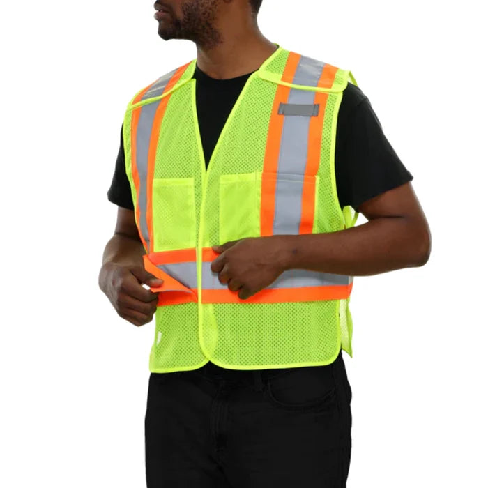 Reflective Apparel® Hi-Vis X-Back 5PT Breakaway Adjustable Side Wrap Poly Mesh Vest - ANSI Class 2 - 566GX