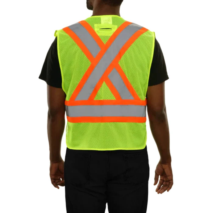 Reflective Apparel® Hi-Vis X-Back 5PT Breakaway Adjustable Side Wrap Poly Mesh Vest - ANSI Class 2 - 566GX