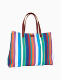 Sacca mare donna righe multicolor e manici in pelle bianco - Gallo 1927 - Official Online Shop