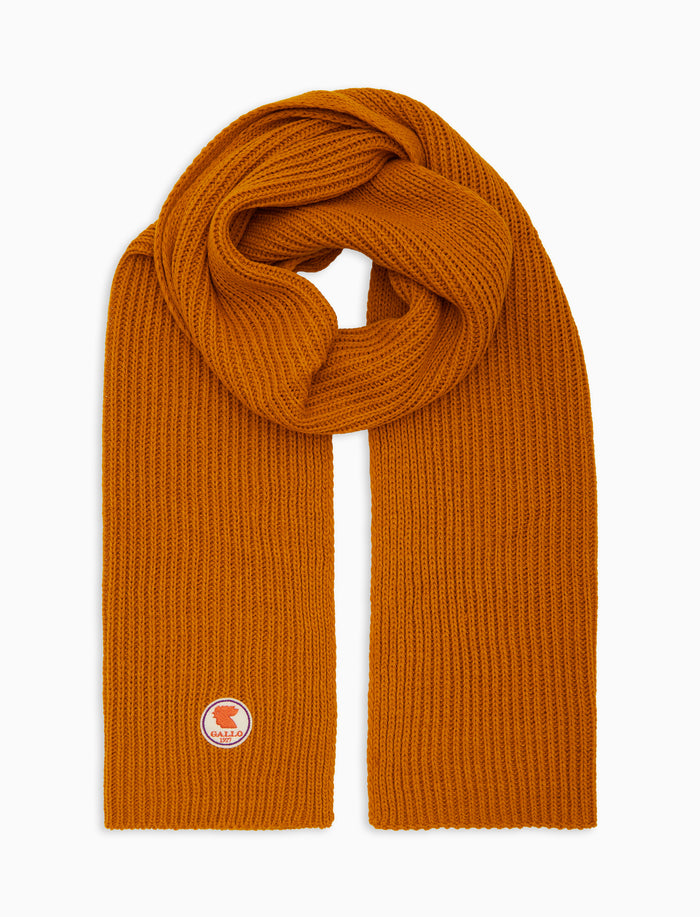 Sciarpa unisex arancio a coste tinta unita - Gallo 1927 - Official Online Shop