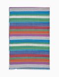 Sciarpa unisex cotone, viscosa e lino righe multicolor bianco - Gallo 1927 - Official Online Shop