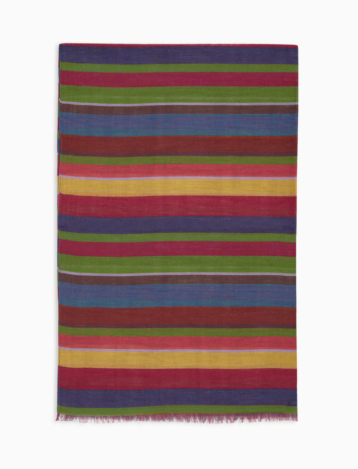 Sciarpa unisex cotone, viscosa e lino righe multicolor fucsia - Gallo 1927 - Official Online Shop