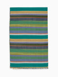 Sciarpa unisex cotone, viscosa e lino righe multicolor verde - Gallo 1927 - Official Online Shop
