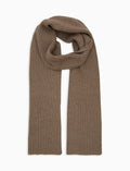 Sciarpa unisex lana, seta e cashmere beige a coste tinta unita - Gallo 1927 - Official Online Shop