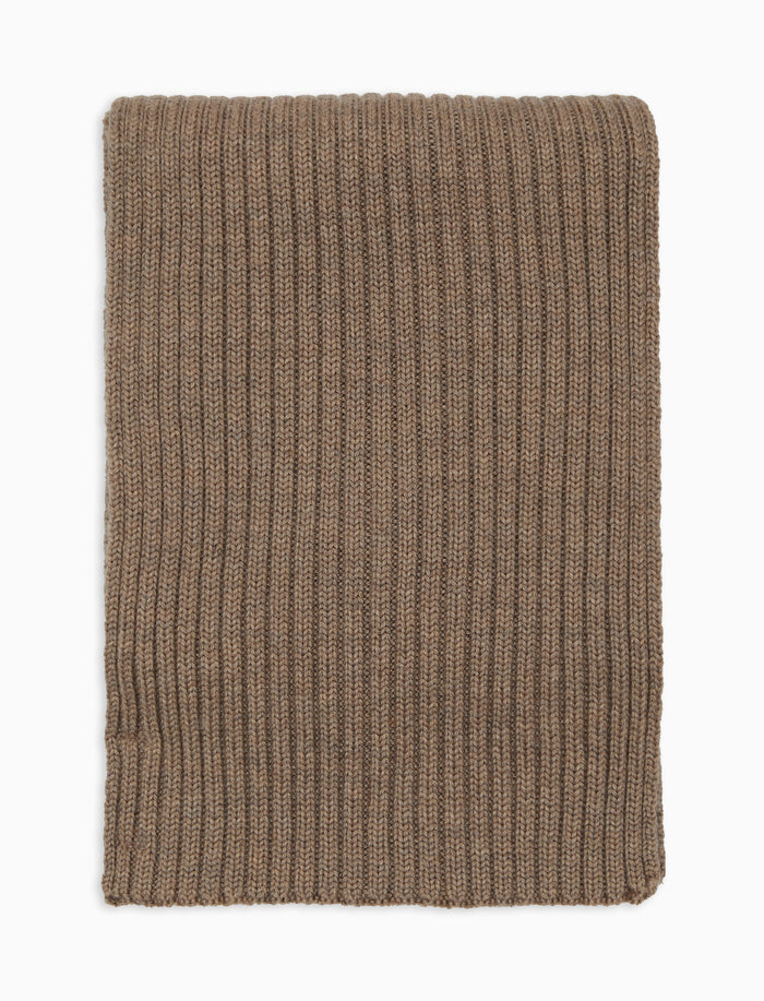 Sciarpa unisex lana, seta e cashmere beige a coste tinta unita - Gallo 1927 - Official Online Shop